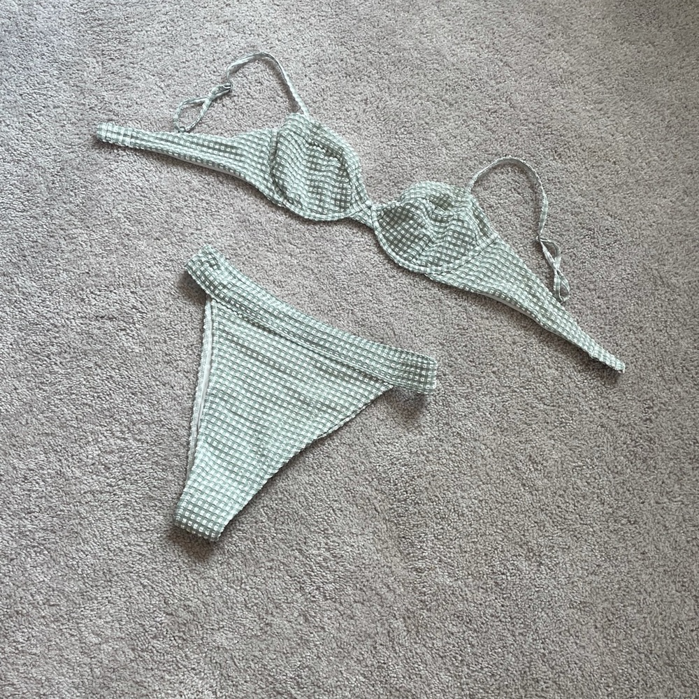 Abercrombie Green and White Bathing Suit